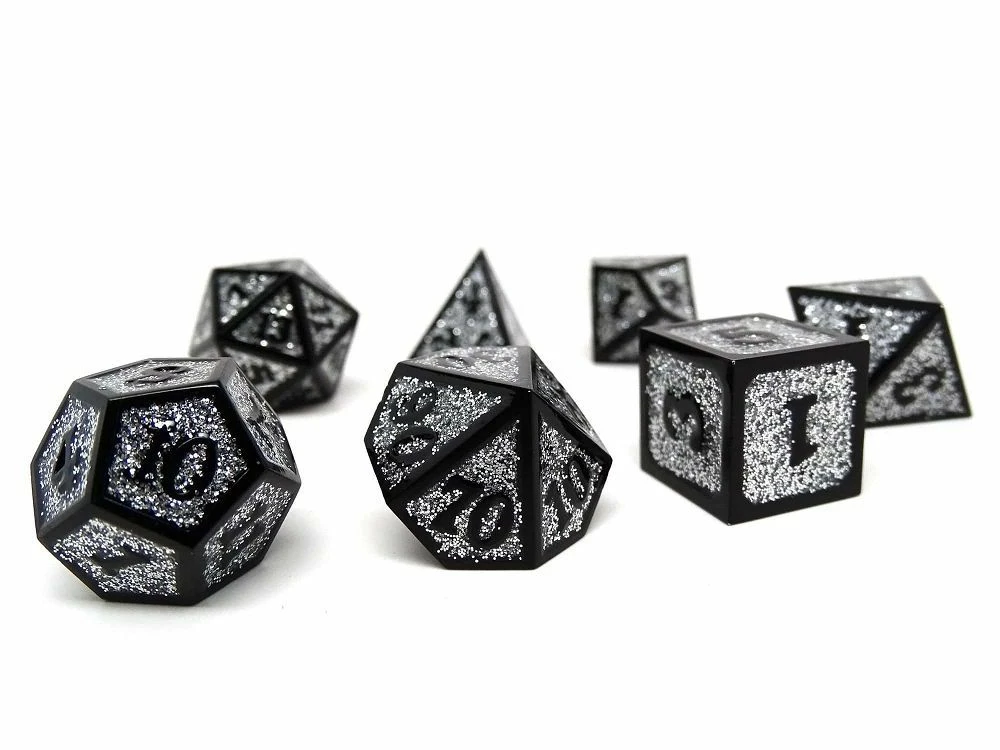 Common Ground Games 7ct Heroic Metal Silver/Black Dice