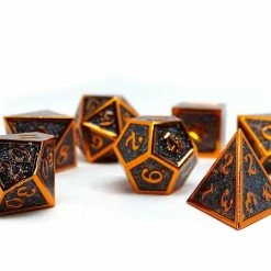 Common Ground Games Dice 7ct Heroic Metal Black/Orange