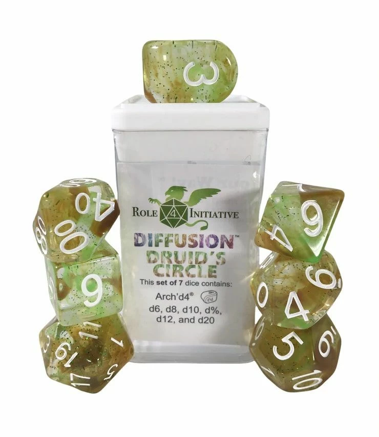 Common Ground Games Role4Initiative 7ct Polyhedral Dice Set W/ Arch'd D4 - Druid's Circle