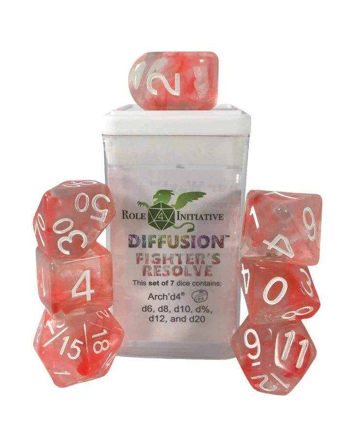 Common Ground Games Role4Initiative 7ct Polyhedral Dice Set W/ Arch'd D4 - Fighter's Resolve