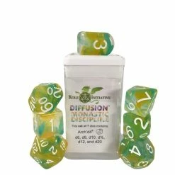 Common Ground Games Role4Initiative 7ct Polyhedral Dice Set W/ Arch'd D4 - Monastic Discipline