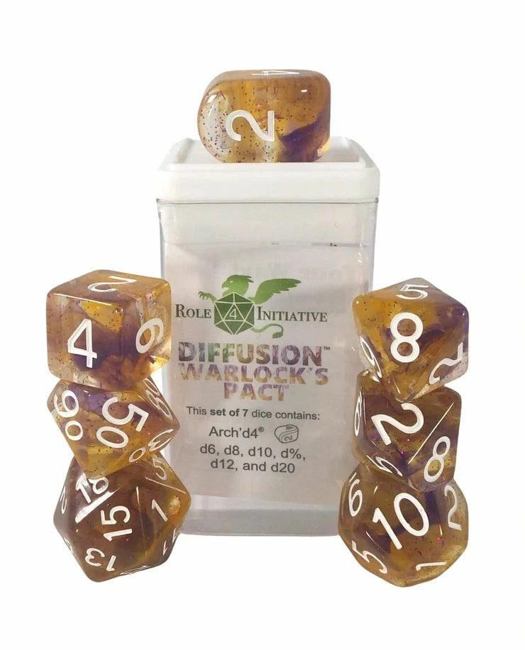 Common Ground Games Role4Initiative 7ct Polyhedral Dice Set W/ Arch'd D4 - Warlock's Pact