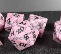 Common Ground Games Dice 7 Set Pink Cracked Stone
