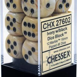 Other Chessex 16mm Marble Ivory/Black 12ct D6 Set (27602)