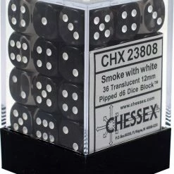 Other Chessex 12mm Translucent Smoke/White 36ct D6 Set (23808) Dice