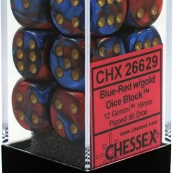 Other Dice Chessex 16mm Gemini Blue-Red/Gold 12ct D6 Set (26629)