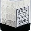 Other Chessex 12mm Translucent Clear/White 36ct D6 Set (23801) Dice