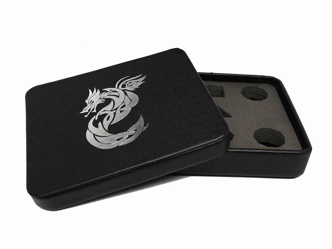 Other Dice Display And Storage Case - Silver Celtic Knot Dragon Design