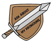 Other Sword & Shield Pronoun Pins: Ask About My Pronouns Dice