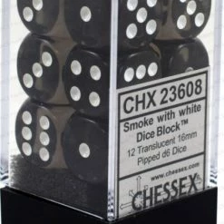 Other Dice Chessex 16mm Translucent Smoke/White 12ct D6 Set (23608)