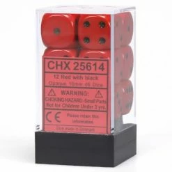Other Dice Chessex 16mm Opaque Red/Black 12ct D6 Set (25614)