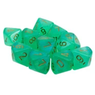 Common Ground Games Chessex Luminary Borealis Light Green/Gold 10ct D10 Set (27375) Dice