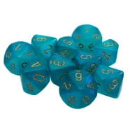 Common Ground Games Chessex Luminary Borealis Teal/Gold 10ct D10 Set (27385)