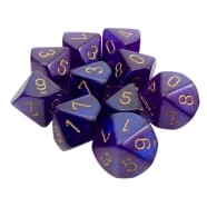 Common Ground Games Chessex Luminary Borealis Royal Purple/Gold 10ct D10 Set (27387) Dice