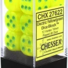 Other Dice Chessex 16mm Vortex Electric Yellow/Green 12ct D6 Set (27622)