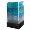 Other Dice Chessex 16mm Borealis Luminary Teal/Gold 12ct D6 Set (27785)