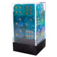 Other Dice Chessex 16mm Borealis Luminary Teal/Gold 12ct D6 Set (27785)