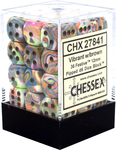 Other Chessex 12mm Festive Vibrant/Brown 36ct D6 Set (27841) Dice