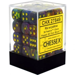 Other Chessex 12mm Festive Rio/Yellow 36ct D6 Set (27849) Dice