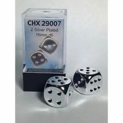 Other Chessex 16mm Silver Plated 2ct D6 Set (29007) Dice