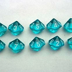 Other Dice Chessex Translucent Teal/White 10ct D10 Set (23285)