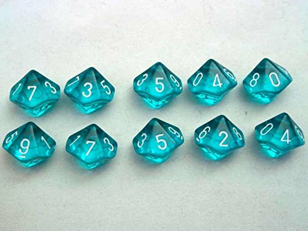 Other Dice Chessex Translucent Teal/White 10ct D10 Set (23285)