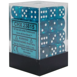 Other Chessex 12mm Translucent Teal/White 36ct D6 Set (23815)