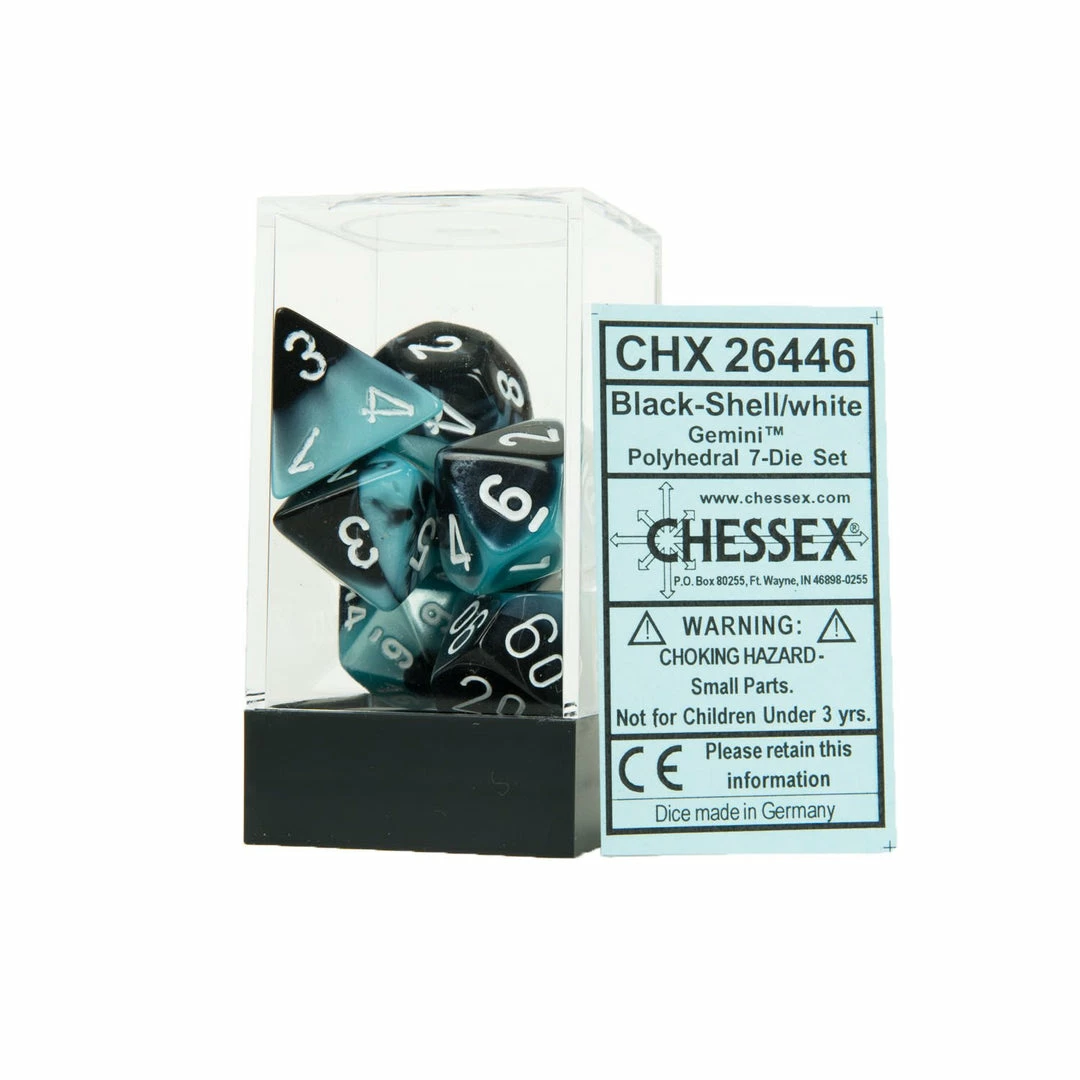 Other Chessex Gemini Black-Shell/White 7ct Polyhedral Set (26446) Dice