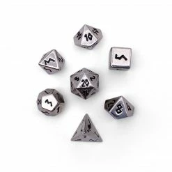 Other Pebble 10mm Alloy Mini Polyhedral Dice Set - Chainmail Silver