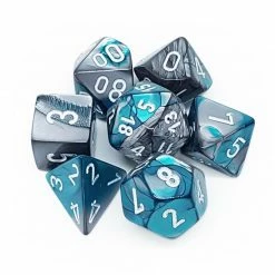 Other Chessex Gemini Steel-Teal/White 7ct Polyhedral Set (26456) Dice