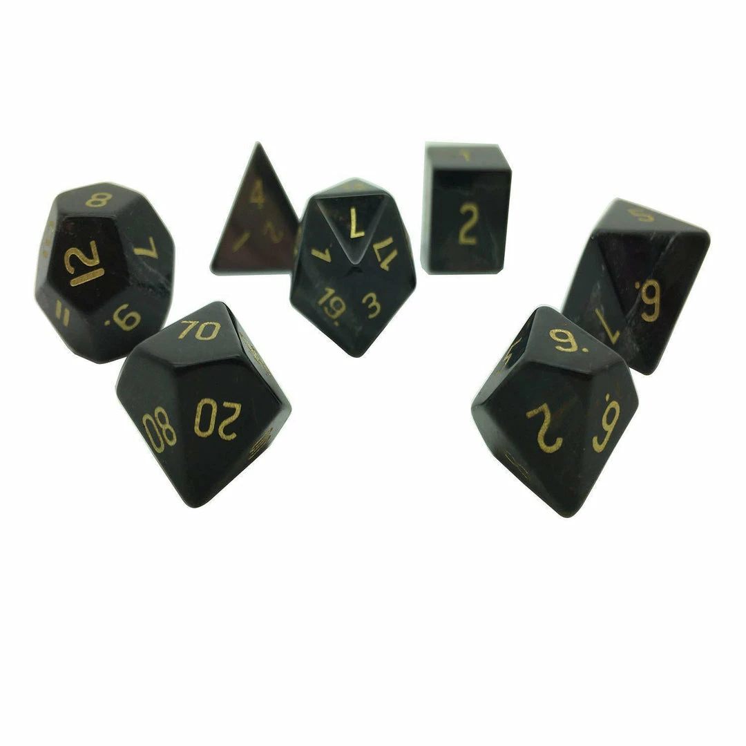 Other Hawk's Eye Semi-Precious Gemstone 7ct Polyhedral Dice Set