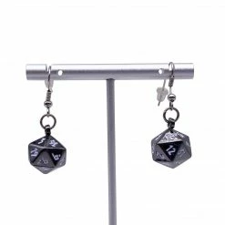 Other Dice D20 Earrings Drow Black