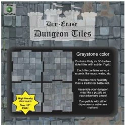 Other Role Playing Games Dry Erase Dungeon Tiles - 36ct Greystone 5" Square