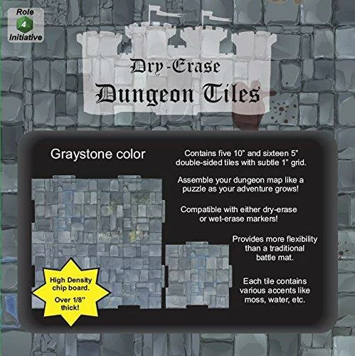 Other Dry Erase Dungeon Tiles - Greystone 5ct 10" & 16ct 5" Square Role Playing Games
