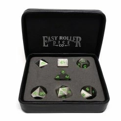 Other Dice Easy Roller Metal Legendary Silver/Green Signature Font 7ct Polyhedral Set