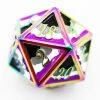 Other Dice For All Single Metal D20 - Asexual Pride Flag With Rainbow Metal