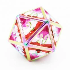 Other Dice For All Single Metal D20 - Lesbian Pride Flag With Rainbow Metal Pride Dice 2020