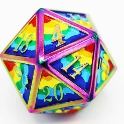 Other Dice For All Single Metal D20 - Rainbow Pride Flag With Rainbow Metal