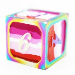 Other Pride Dice 2020 Dice For All Single Metal D6 - Lesbian Pride Flag With Rainbow Metal