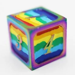 Other Dice For All Single Metal D6 - Rainbow Pride Flag With Rainbow Metal