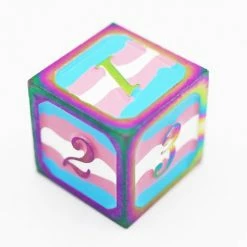 Other Pride Dice 2020 Dice For All Single Metal D6 - Transgender Pride Flag With Rainbow Metal