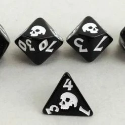 Other Dice Black Oak Workshop The Great Black Death Black/White 7 Polyhedral Set