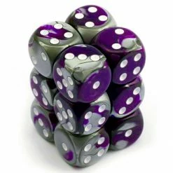 Other Dice Chessex 16mm Gemini Purple Steel/White 12ct D6 Set (26632)