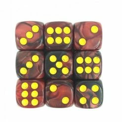 Other HD Dice Blend Color Dark Red - Black/Yellow 12mm D6 Set