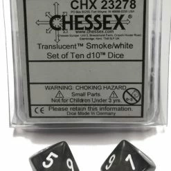 Other Dice Chessex Translucent Smoke/White 10ct D10 Set (23278)