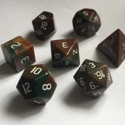 Other Bloodstone Semi-Precious Gemstone 7ct Polyhedral Dice Set