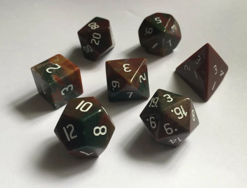 Other Bloodstone Semi-Precious Gemstone 7ct Polyhedral Dice Set