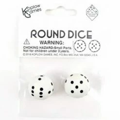 Other Koplow Round Dice Pair Opaque White