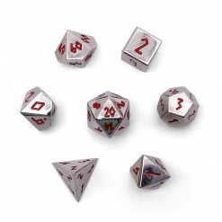 Other Pebble 10mm Alloy Mini Polyhedral Dice Set - Lycanthrope Silver