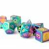 Other Metallic Dice Games Metal Flame Torched Rainbow 7ct Polyhedral Dice Set